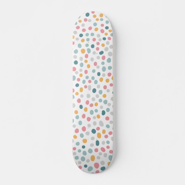 Colourful Polka Dot Confetti Pattern  Skateboard (Front)