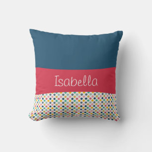 Colourful Polka Dot Customizable Pattern Throw Pillow