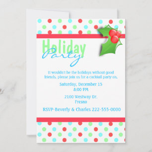 Colourful Polka Dot Holiday Party Invitation