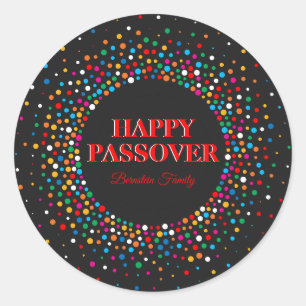 Colourful Polka Dot Jewish Holiday Happy Passover  Classic Round Sticker