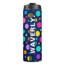 Colourful Polka Dot Pattern on Navy Custom Name