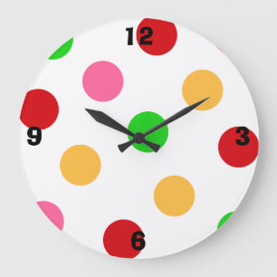 Colourful Polka Dot Pattern Patchwork Large Clock