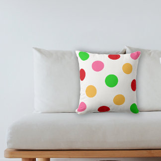 Colourful Polka Dot Pattern Throw Pillow