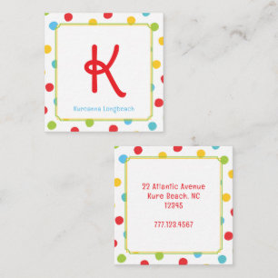 Colourful Polka Dot Preppy Monogram Calling Card
