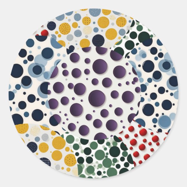 Colourful Polka Dot Quilt Pattern Classic Round Sticker (Front)