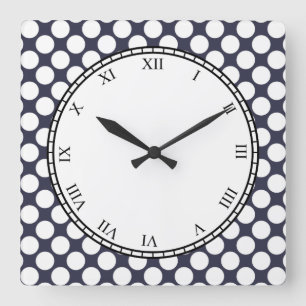 Colourful Polka Dot Roman Digits White on any Square Wall Clock