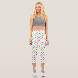 Colourful Polka Dot Seamless Pattern Capri Leggings