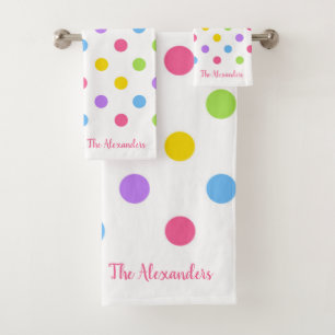 Colourful Polka Dots Bath Towel Set