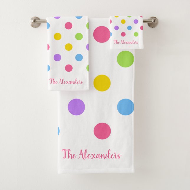 Colourful Polka Dots Bath Towel Set (Insitu)