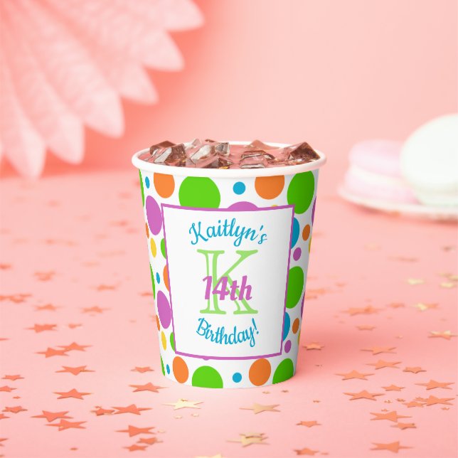 Colourful Polka Dots | Birthday Party Paper Cups (Insitu)