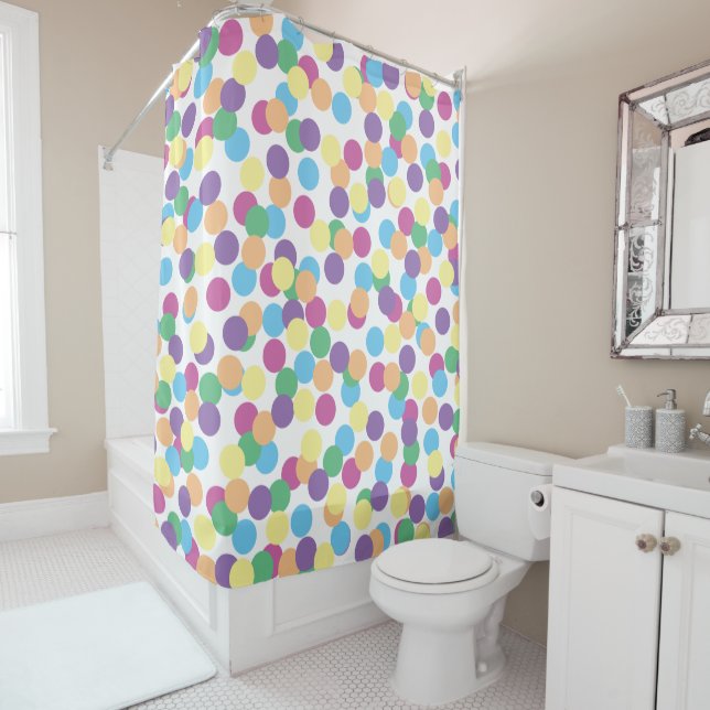 Colourful Polka-Dots Confetti Pattern on White (In Situ)
