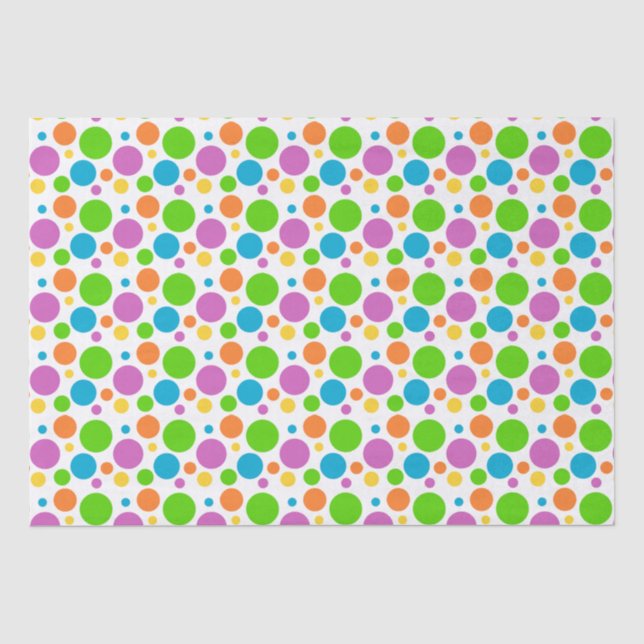 Colourful Polka Dots | Custom Birthday Tissue Paper (Front)