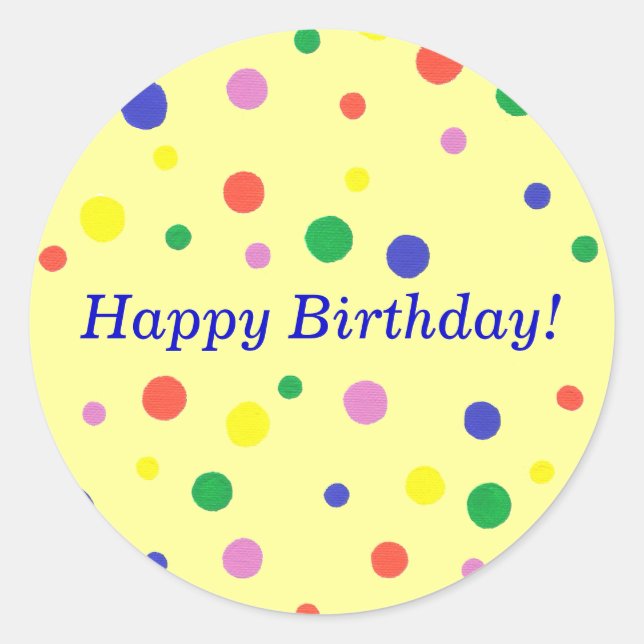 Colourful Polka Dots Happy Birthday Stickers (Front)