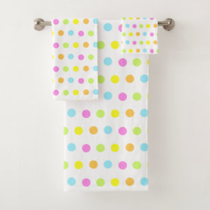 Colourful Polka Dots in Pastel Colours Bath Towel Set