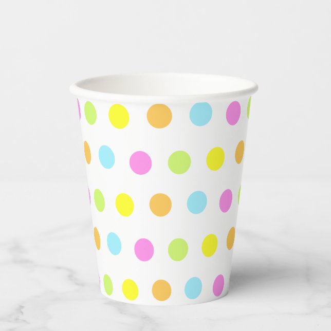 Colourful Polka Dots in Pastel Colours Paper Cups (Front)