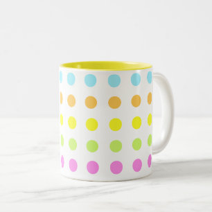 Colourful Polka Dots in Pastel Colours Two-Tone Coffee Mug