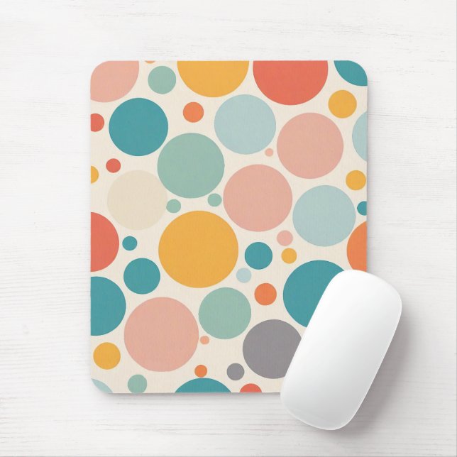 Colourful Polka Dots Mouse Pad (With Mouse)