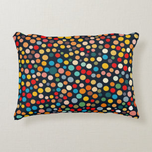 Colourful Polka Dots on Dark Background Accent Pillow