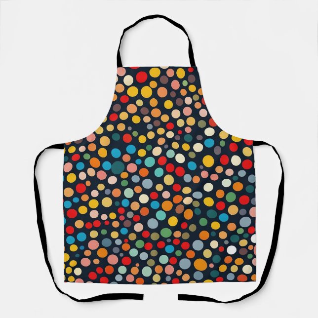 Colourful Polka Dots on Dark Background Apron (Front)