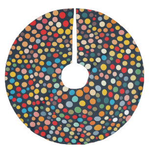 Colourful Polka Dots on Dark Background Brushed Polyester Tree Skirt