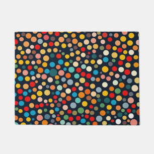 Colourful Polka Dots on Dark Background Doormat