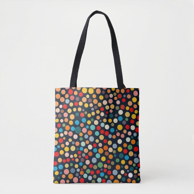 Colourful Polka Dots on Dark Background Tote Bag (Front)
