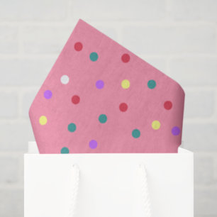 Colourful Polka Dots on Pink Tissue Paper