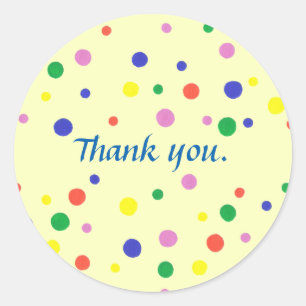 Colourful Polka Dots on Yellow Thank you Stickers