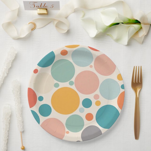 Colourful Polka Dots Paper Plate (Wedding)