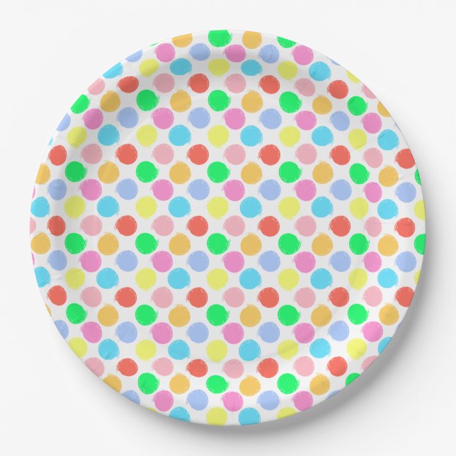 Colourful Polka Dots Paper Plate (Front)