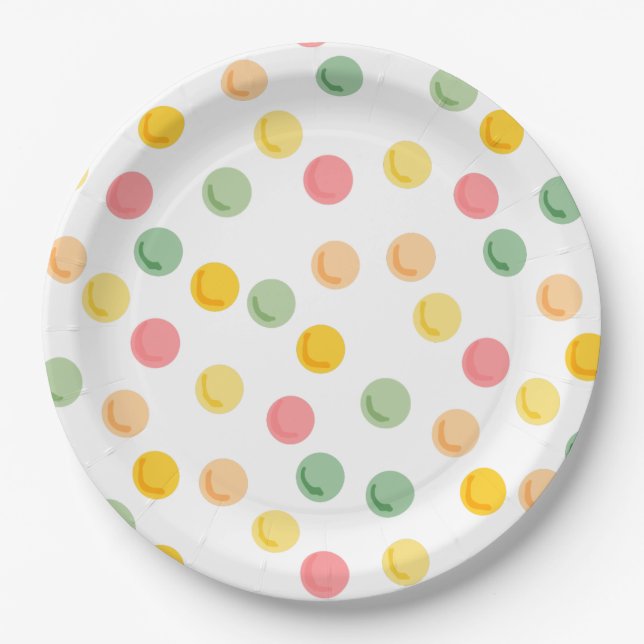 Colourful Polka Dots Paper Plates (Front)