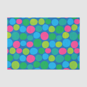 Colourful Polka Dots Pattern on Blue Tissue Paper