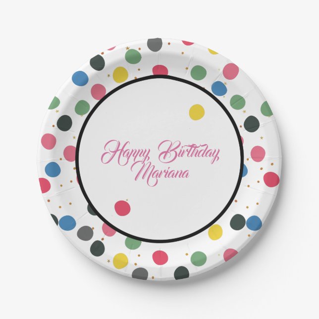 Colourful Polka Dots Pattern Paper Plate (Front)