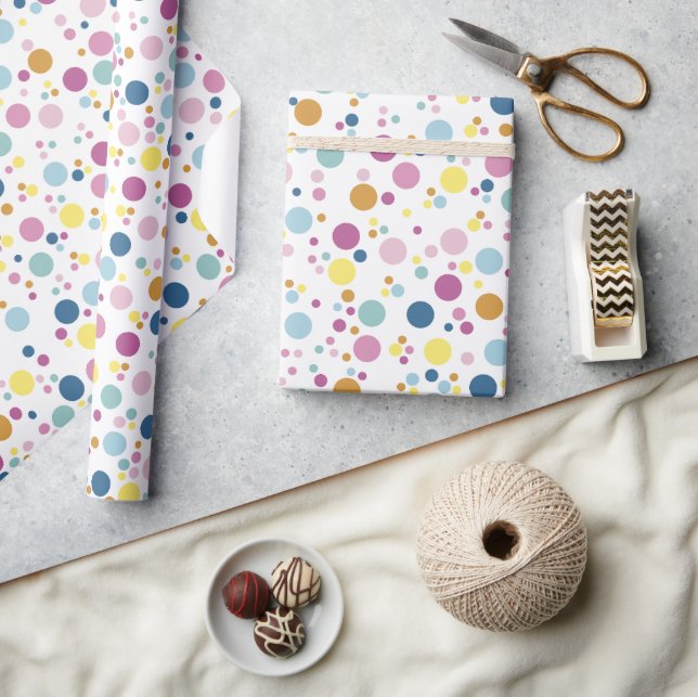 Colourful Polka Dots Pattern  Wrapping Paper (Crafts)
