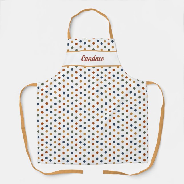 Colourful Polka Dots Personalized All-Over Print Apron (Front)