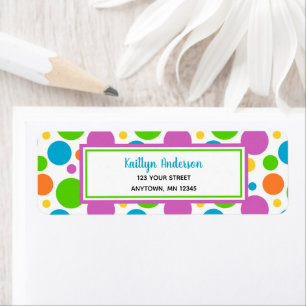 Colourful Polka Dots   Return Address Label