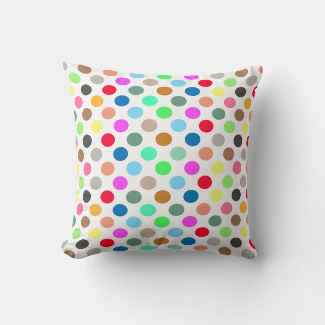 Colourful Polka Dots - Seamless Pattern Throw Pillow (Front)