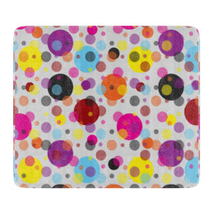 Colourful Polka Dots Square Cutting Board
