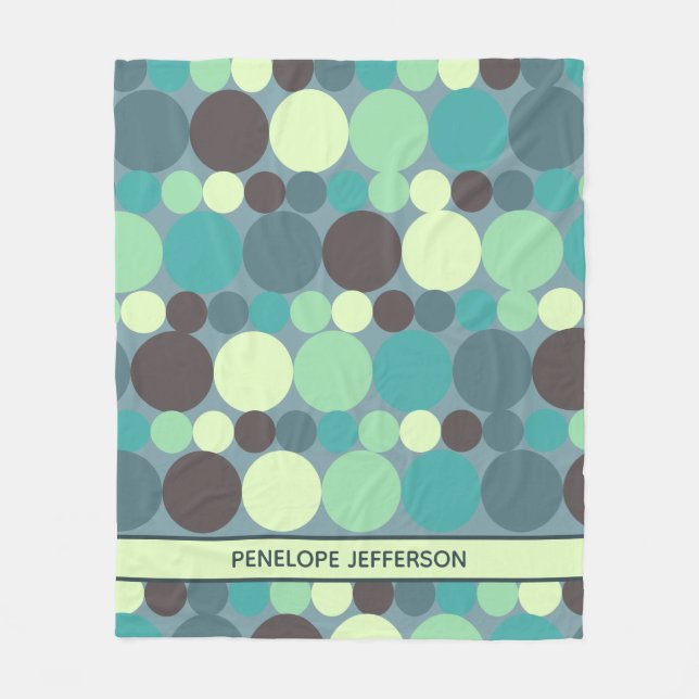 Colourful Polka Dots Stripe Simple Personalized Fleece Blanket (Front)