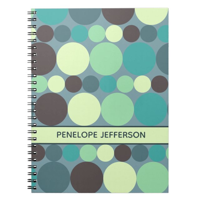 Colourful Polka Dots Stripe Simple Personalized Notebook (Front)