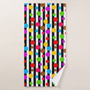 Colourful Polka Dots Stripes Bath Towel