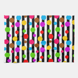 Colourful Polka Dots Stripes Kitchen Towel