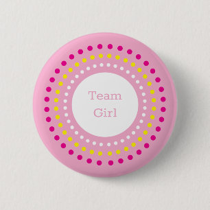 Colourful Polka Dots Team Girl Gender Reveal Party 2 Inch Round Button