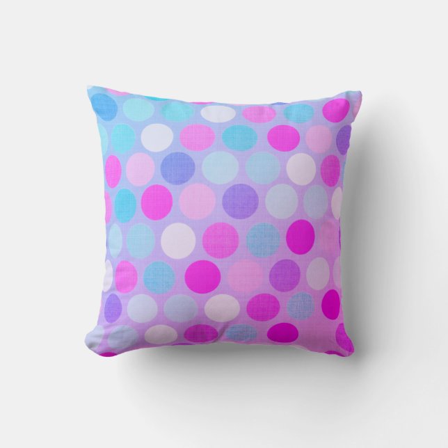 Colourful Polka-dots Throw Pillow (Front)