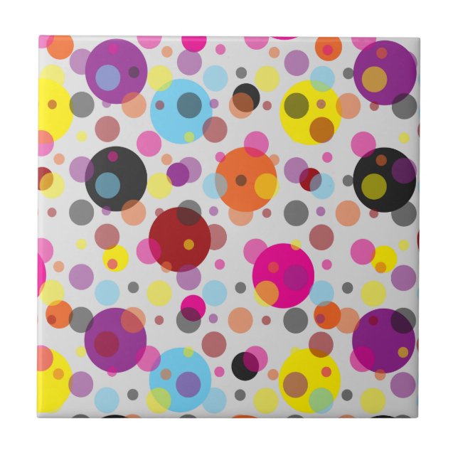 Colourful Polka Dots Tile (Front)