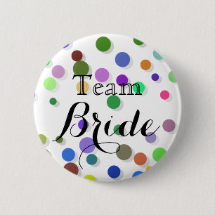 Colourful Polka Dots Wedding Team Bride 2 Inch Round Button
