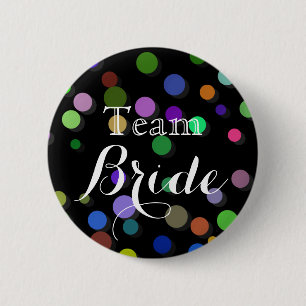 Colourful Polka Dots Wedding Team Bride 2 Inch Round Button