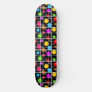 Colourful Polka Dots Windowpane Pattern Design Skateboard