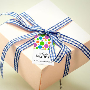 Colourful Polkadot Happy Birthday Gift Tags