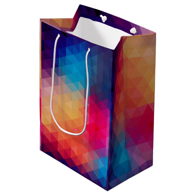 Colourful Polygonal Modern Geometric Pattern Medium Gift Bag (Front Angled)